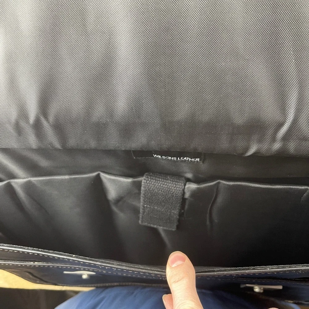 Wilsons Leather Briefcase Black Genuine Leather Double Buckle‎ Messenger Bag